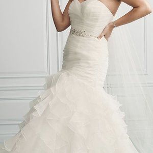 Ruffled Organza Plus Size Mermaid Wedding Dress